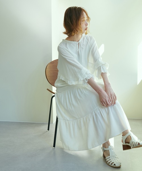 natural couture(ナチュラルクチュール)の「【WEB限定】1枚で決まる袖ミニフリルティアードワンピース(ワンピース・レディース・ブラック/オフホワイト/イエロー/その他1/その他2・FREE)」の10枚目の写真