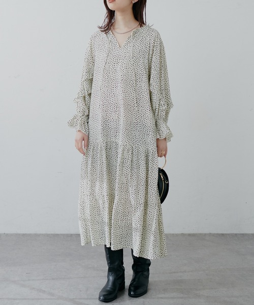 natural couture(ナチュラルクチュール)の「【WEB限定】1枚で決まる袖ミニフリルティアードワンピース(ワンピース・レディース・ブラック/オフホワイト/イエロー/その他1/その他2・FREE)」の8枚目の写真