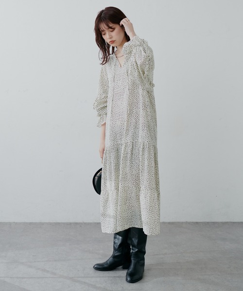 natural couture(ナチュラルクチュール)の「【WEB限定】1枚で決まる袖ミニフリルティアードワンピース(ワンピース・レディース・ブラック/オフホワイト/イエロー/その他1/その他2・FREE)」の17枚目の写真