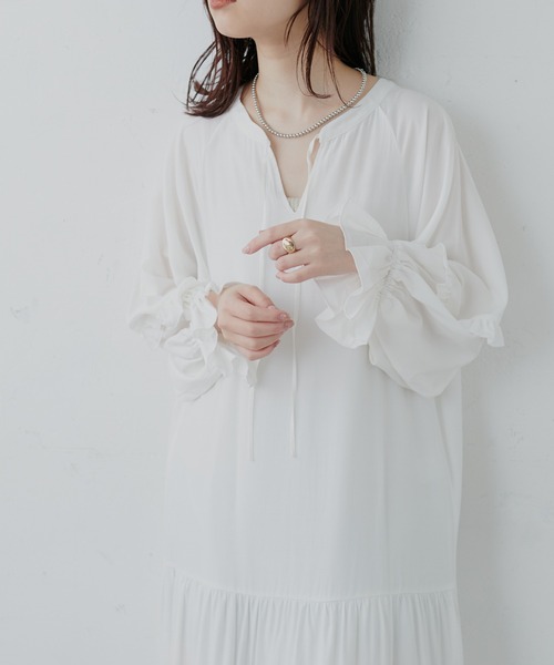 natural couture(ナチュラルクチュール)の「【WEB限定】1枚で決まる袖ミニフリルティアードワンピース(ワンピース・レディース・ブラック/オフホワイト/イエロー/その他1/その他2・FREE)」の19枚目の写真