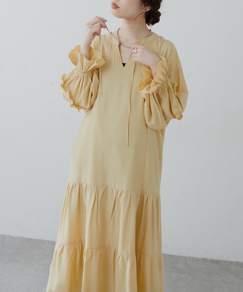 natural couture(ナチュラルクチュール)の「【WEB限定】1枚で決まる袖ミニフリルティアードワンピース(ワンピース・レディース・ブラック/オフホワイト/イエロー/その他1/その他2・FREE)」の20枚目の写真