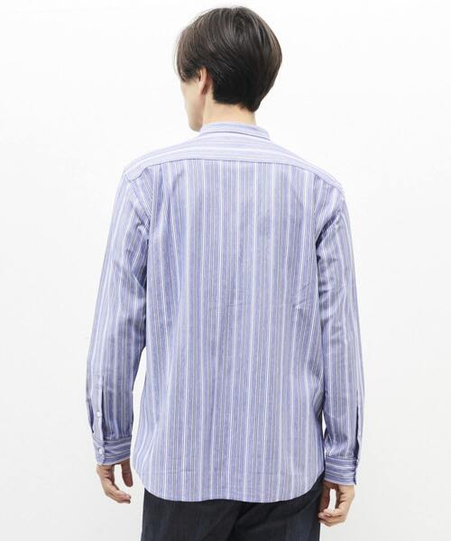 MEN'S MELROSE(メンズメルローズ)の「モダンストライプバンドカラーシャツ(シャツ/ブラウス・メンズ・ブルー/グレイッシュベージュ・S/M/L)」の5枚目の写真
