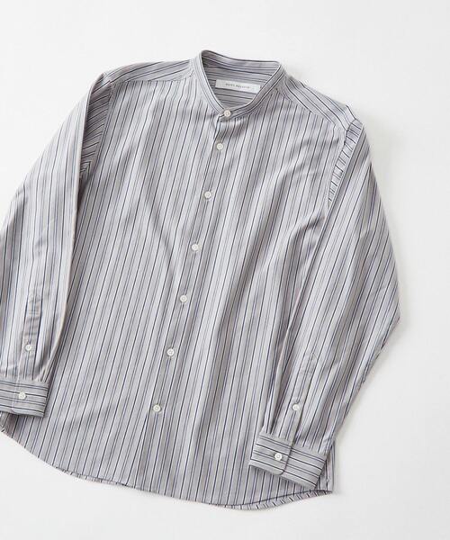 MEN'S MELROSE(メンズメルローズ)の「モダンストライプバンドカラーシャツ(シャツ/ブラウス・メンズ・ブルー/グレイッシュベージュ・S/M/L)」の10枚目の写真