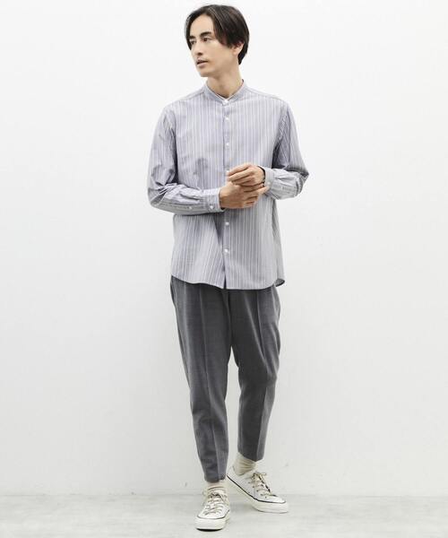 MEN'S MELROSE(メンズメルローズ)の「モダンストライプバンドカラーシャツ(シャツ/ブラウス・メンズ・ブルー/グレイッシュベージュ・S/M/L)」の13枚目の写真