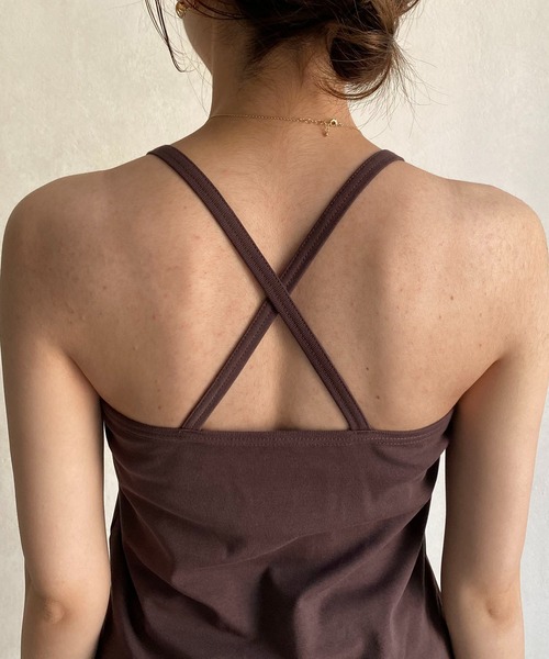 CAPRICIEUX LE'MAGE（カプリシューレマージュ）の「アメスリクロスキャミ（キャミソール・レディース・ホワイト/チャコールグレー/ライトグレー/ブラウン・FREE）」の8枚目の写真