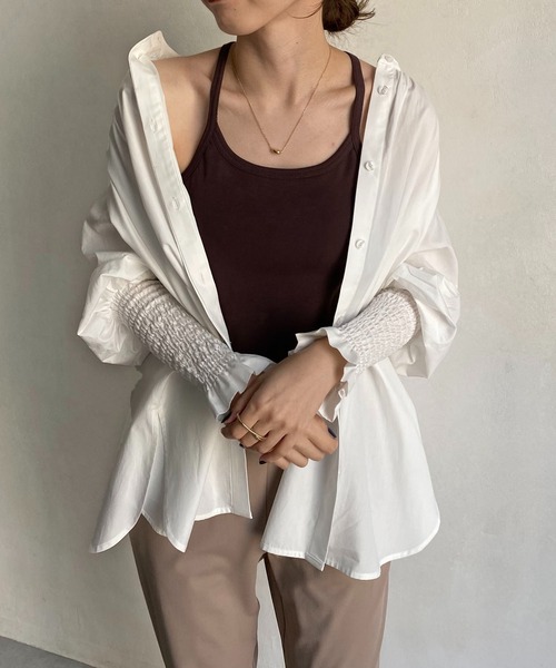 CAPRICIEUX LE'MAGE（カプリシューレマージュ）の「アメスリクロスキャミ（キャミソール・レディース・ホワイト/チャコールグレー/ライトグレー/ブラウン・FREE）」の12枚目の写真