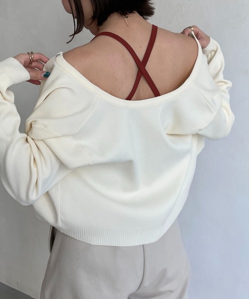 CAPRICIEUX LE'MAGE（カプリシューレマージュ）の「アメスリクロスキャミ（キャミソール・レディース・ホワイト/チャコールグレー/ライトグレー/ブラウン・FREE）」の15枚目の写真