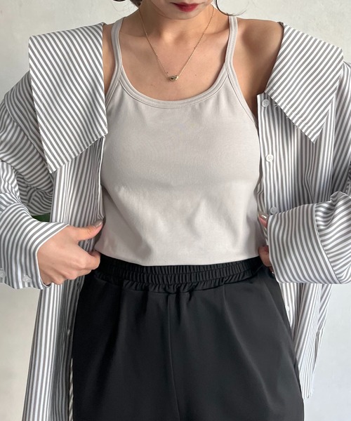 CAPRICIEUX LE'MAGE（カプリシューレマージュ）の「アメスリクロスキャミ（キャミソール・レディース・ホワイト/チャコールグレー/ライトグレー/ブラウン・FREE）」の17枚目の写真