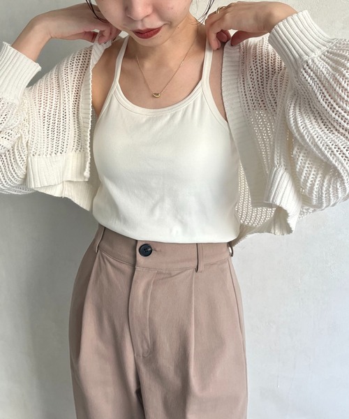 CAPRICIEUX LE'MAGE（カプリシューレマージュ）の「アメスリクロスキャミ（キャミソール・レディース・ホワイト/チャコールグレー/ライトグレー/ブラウン・FREE）」の18枚目の写真