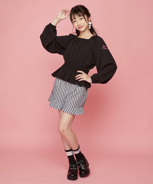【✨️45R✨️】✨️美品✨️ダンプのキュロットギンガムチェック JENNI love（ジェニィラブ）の「ギンガム裾フリルキュロット
