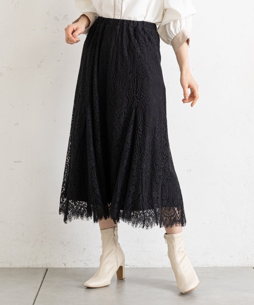 prose verse（プロズヴェール）の「レースマーメイドスカート（スカート・レディース・オフホワイト/ブラック・MEDIUM）」の6枚目の写真