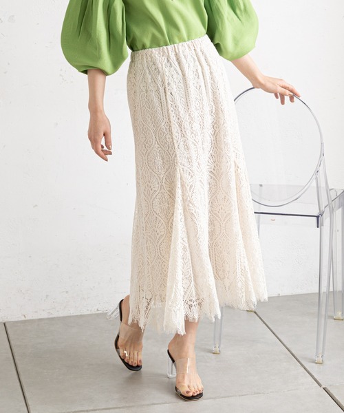 prose verse（プロズヴェール）の「レースマーメイドスカート（スカート・レディース・オフホワイト/ブラック・MEDIUM）」の3枚目の写真