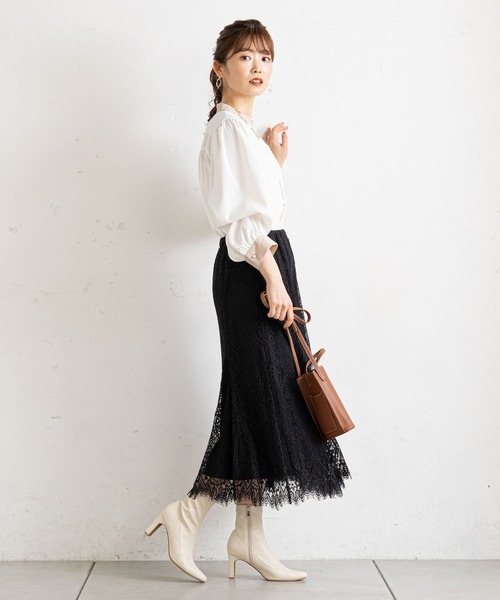 prose verse（プロズヴェール）の「レースマーメイドスカート（スカート・レディース・オフホワイト/ブラック・MEDIUM）」の10枚目の写真