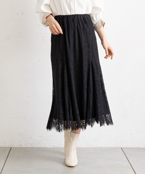 prose verse（プロズヴェール）の「レースマーメイドスカート（スカート・レディース・オフホワイト/ブラック・MEDIUM）」の8枚目の写真