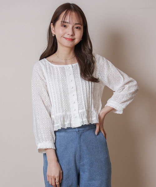 flower（フラワー）の「サマリーブラウス（シャツ/ブラウス・レディース・ホワイト/ブルー・FREE）」の7枚目の写真