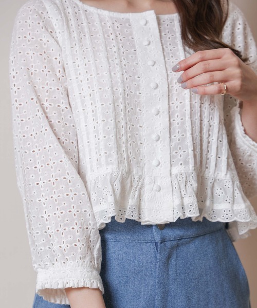 flower（フラワー）の「サマリーブラウス（シャツ/ブラウス・レディース・ホワイト/ブルー・FREE）」の8枚目の写真