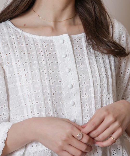 flower（フラワー）の「サマリーブラウス（シャツ/ブラウス・レディース・ホワイト/ブルー・FREE）」の9枚目の写真