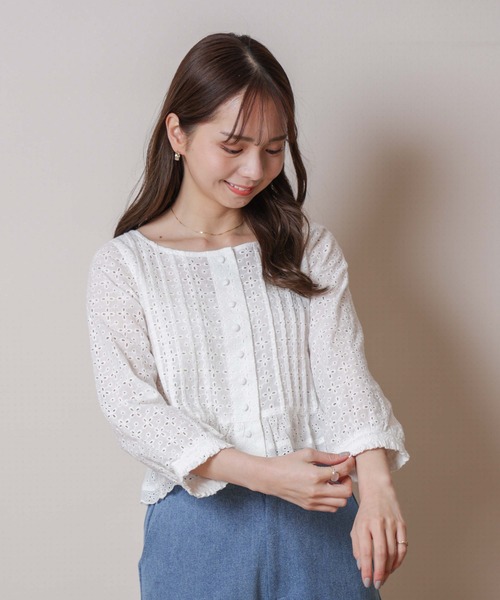 flower（フラワー）の「サマリーブラウス（シャツ/ブラウス・レディース・ホワイト/ブルー・FREE）」の21枚目の写真