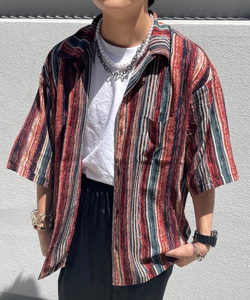 CPCM（シーピーシーエム）の「アソート総柄半袖開襟シャツ（シャツ/ブラウス・メンズ・ブラック系その他/グレー/グレー系その他/ベージュ/グリーン/グリーン系その他/ブルー/ブルー系その他/オレンジ/ブラック/チャコールグレー/ピンク/ダークグリーン/アイボリー・MEDIUM/LARGE）」の14枚目の写真