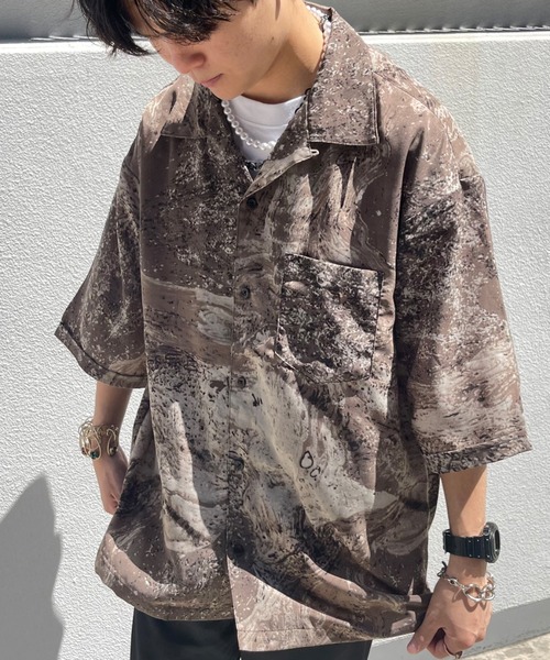 CPCM（シーピーシーエム）の「アソート総柄半袖開襟シャツ（シャツ/ブラウス・メンズ・ブラック系その他/グレー/グレー系その他/ベージュ/グリーン/グリーン系その他/ブルー/ブルー系その他/オレンジ/ブラック/チャコールグレー/ピンク/ダークグリーン/アイボリー・MEDIUM/LARGE）」の5枚目の写真