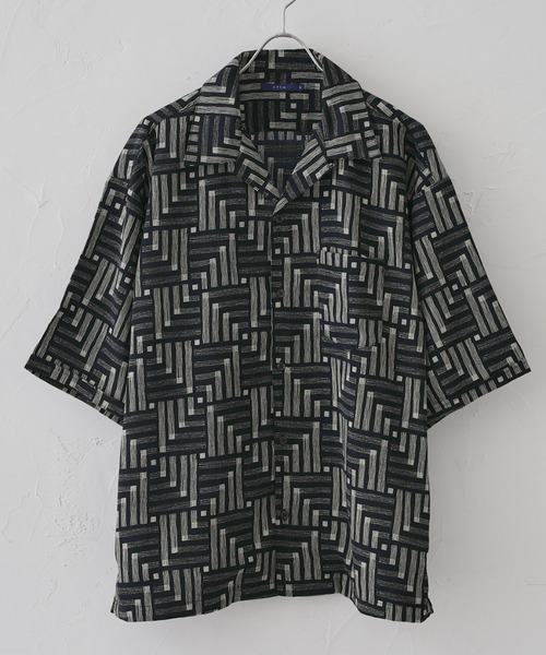 CPCM（シーピーシーエム）の「アソート総柄半袖開襟シャツ（シャツ/ブラウス・メンズ・ブラック系その他/グレー/グレー系その他/ベージュ/グリーン/グリーン系その他/ブルー/ブルー系その他/オレンジ/ブラック/チャコールグレー/ピンク/ダークグリーン/アイボリー・MEDIUM/LARGE）」の3枚目の写真