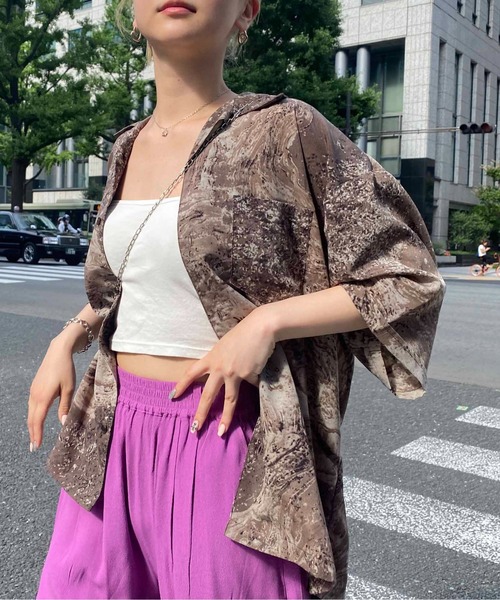 CPCM（シーピーシーエム）の「アソート総柄半袖開襟シャツ（シャツ/ブラウス・メンズ・ブラック系その他/グレー/グレー系その他/ベージュ/グリーン/グリーン系その他/ブルー/ブルー系その他/オレンジ/ブラック/チャコールグレー/ピンク/ダークグリーン/アイボリー・MEDIUM/LARGE）」の18枚目の写真