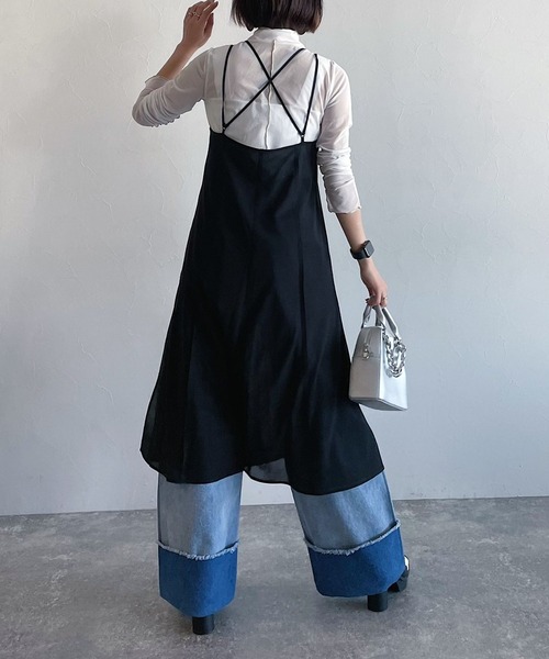 PAGEBOY（ページボーイ）の「シアーカットキャミワンピース（ワンピース・レディース・ブラック/ベージュ系その他・FREE）」の4枚目の写真