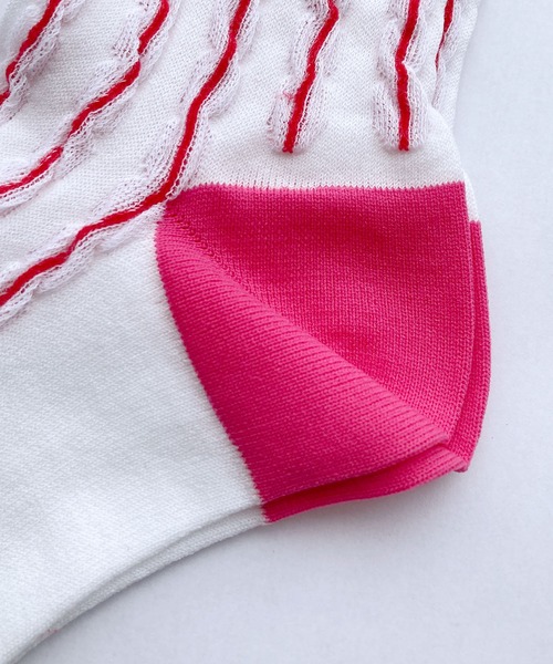 l'atelier du savon(アトリエドサボン)の「ぽこぽこストライプ くつ下(ソックス/靴下・レディース・ブラック/レッド・FREE)」の15枚目の写真