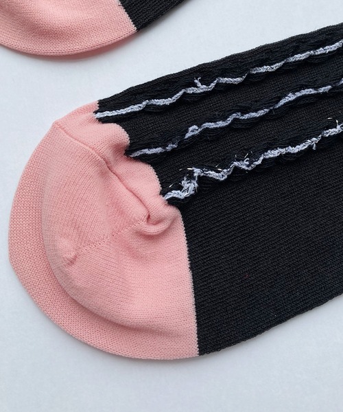 l'atelier du savon(アトリエドサボン)の「ぽこぽこストライプ くつ下(ソックス/靴下・レディース・ブラック/レッド・FREE)」の19枚目の写真