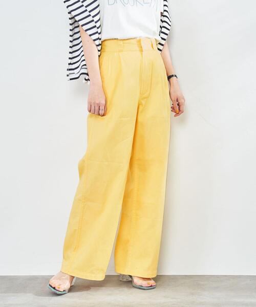 coen（コーエン）の「ソフトコットン2タックチノパンツ（チノパンツ・レディース・ベージュ/ネイビー/イエロー・M/S/L）」の4枚目の写真