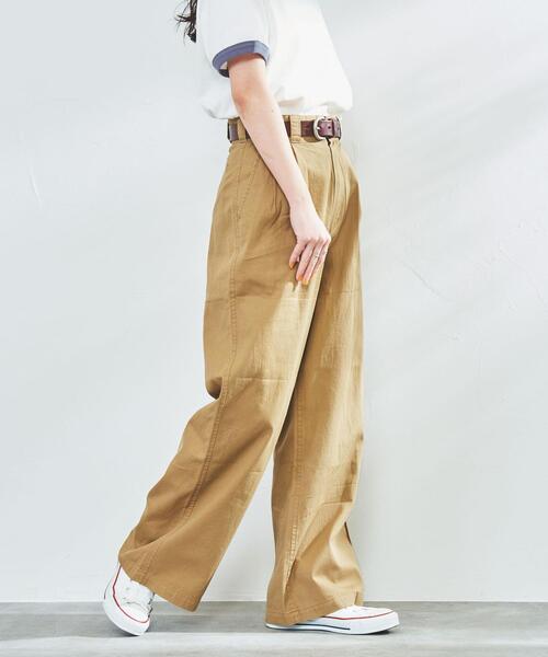 coen（コーエン）の「ソフトコットン2タックチノパンツ（チノパンツ・レディース・ベージュ/ネイビー/イエロー・M/S/L）」の16枚目の写真