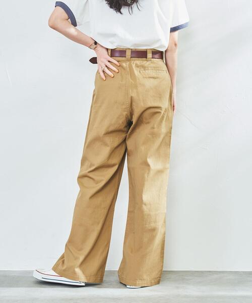 coen（コーエン）の「ソフトコットン2タックチノパンツ（チノパンツ・レディース・ベージュ/ネイビー/イエロー・M/S/L）」の19枚目の写真