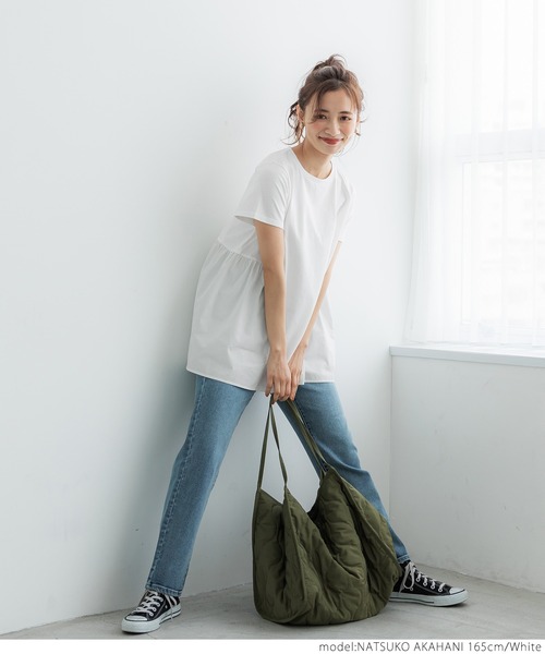 coca（coca）（コカ）の「バック布帛ドッキングトップス（Tシャツ/カットソー・レディース・ホワイト/ブラック/ベージュ・ONE SIZE）」の7枚目の写真