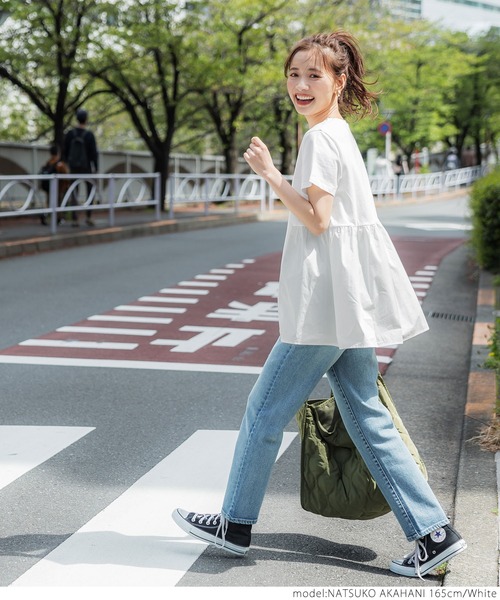 coca（coca）（コカ）の「バック布帛ドッキングトップス（Tシャツ/カットソー・レディース・ホワイト/ブラック/ベージュ・ONE SIZE）」の9枚目の写真
