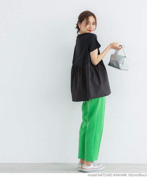coca（coca）（コカ）の「バック布帛ドッキングトップス（Tシャツ/カットソー・レディース・ホワイト/ブラック/ベージュ・ONE SIZE）」の11枚目の写真