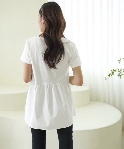 coca（coca）（コカ）の「バック布帛ドッキングトップス（Tシャツ/カットソー・レディース・ホワイト/ブラック/ベージュ・ONE SIZE）」の20枚目の写真