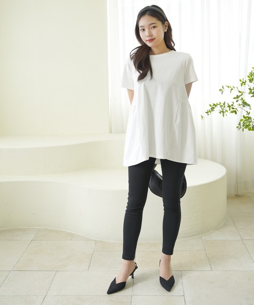 coca（coca）（コカ）の「バック布帛ドッキングトップス（Tシャツ/カットソー・レディース・ホワイト/ブラック/ベージュ・ONE SIZE）」の19枚目の写真