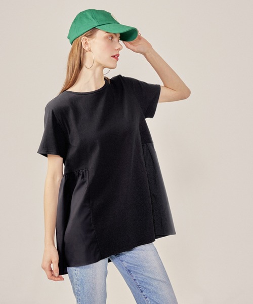 coca（coca）（コカ）の「バック布帛ドッキングトップス（Tシャツ/カットソー・レディース・ホワイト/ブラック/ベージュ・ONE SIZE）」の18枚目の写真