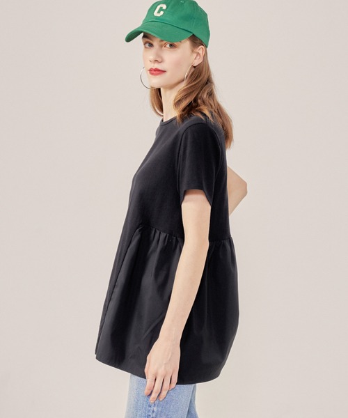 coca（coca）（コカ）の「バック布帛ドッキングトップス（Tシャツ/カットソー・レディース・ホワイト/ブラック/ベージュ・ONE SIZE）」の17枚目の写真