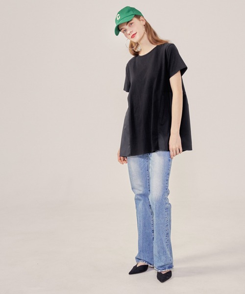 coca（coca）（コカ）の「バック布帛ドッキングトップス（Tシャツ/カットソー・レディース・ホワイト/ブラック/ベージュ・ONE SIZE）」の16枚目の写真