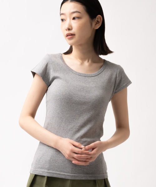 salle de bal(サルデバル)の「Robert P. Miller / ロバート・ピー・ミラー パネルリブ 半袖Tシャツ Tシャツ インナー 807C DRE(Tシャツ/カットソー・レディース・ブラック系その他/ホワイト/グレー/ブラック・FREE)」の4枚目の写真