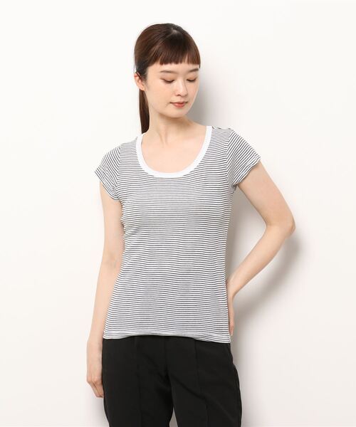 salle de bal(サルデバル)の「Robert P. Miller / ロバート・ピー・ミラー パネルリブ 半袖Tシャツ Tシャツ インナー 807C DRE(Tシャツ/カットソー・レディース・ブラック系その他/ホワイト/グレー/ブラック・FREE)」の13枚目の写真