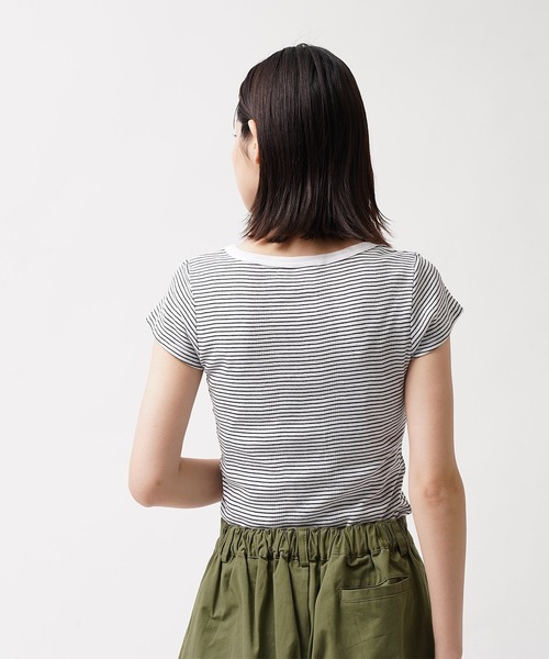 salle de bal(サルデバル)の「Robert P. Miller / ロバート・ピー・ミラー パネルリブ 半袖Tシャツ Tシャツ インナー 807C DRE(Tシャツ/カットソー・レディース・ブラック系その他/ホワイト/グレー/ブラック・FREE)」の9枚目の写真