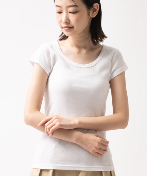 salle de bal(サルデバル)の「Robert P. Miller / ロバート・ピー・ミラー パネルリブ 半袖Tシャツ Tシャツ インナー 807C DRE(Tシャツ/カットソー・レディース・ブラック系その他/ホワイト/グレー/ブラック・FREE)」の14枚目の写真