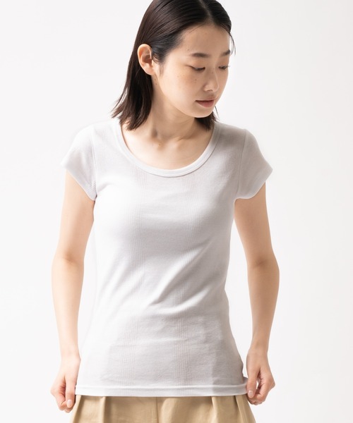 salle de bal(サルデバル)の「Robert P. Miller / ロバート・ピー・ミラー パネルリブ 半袖Tシャツ Tシャツ インナー 807C DRE(Tシャツ/カットソー・レディース・ブラック系その他/ホワイト/グレー/ブラック・FREE)」の15枚目の写真