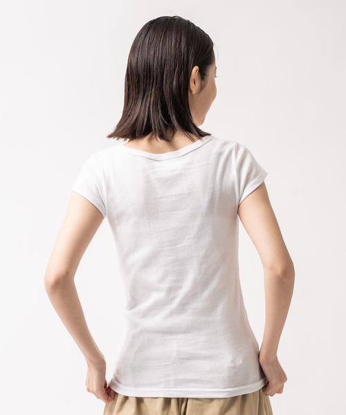 salle de bal(サルデバル)の「Robert P. Miller / ロバート・ピー・ミラー パネルリブ 半袖Tシャツ Tシャツ インナー 807C DRE(Tシャツ/カットソー・レディース・ブラック系その他/ホワイト/グレー/ブラック・FREE)」の16枚目の写真