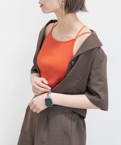 mysty woman(ミスティウーマン)の「カップINアメスリキャミ 285713(キャミソール・レディース・オレンジ/オフホワイト/ブラック・FREE)」の2枚目の写真