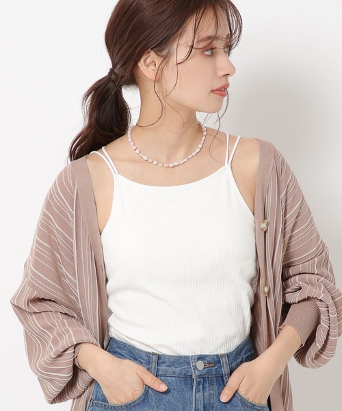 mysty woman(ミスティウーマン)の「カップINアメスリキャミ 285713(キャミソール・レディース・オレンジ/オフホワイト/ブラック・FREE)」の7枚目の写真