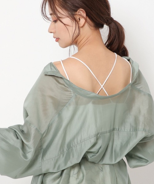 mysty woman(ミスティウーマン)の「カップINアメスリキャミ 285713(キャミソール・レディース・オレンジ/オフホワイト/ブラック・FREE)」の16枚目の写真