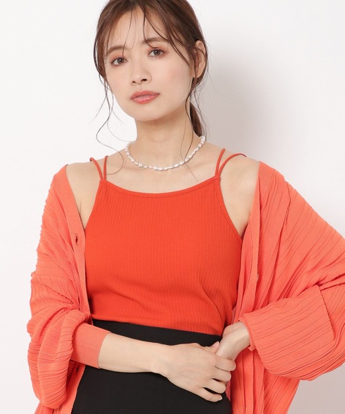 mysty woman(ミスティウーマン)の「カップINアメスリキャミ 285713(キャミソール・レディース・オレンジ/オフホワイト/ブラック・FREE)」の22枚目の写真